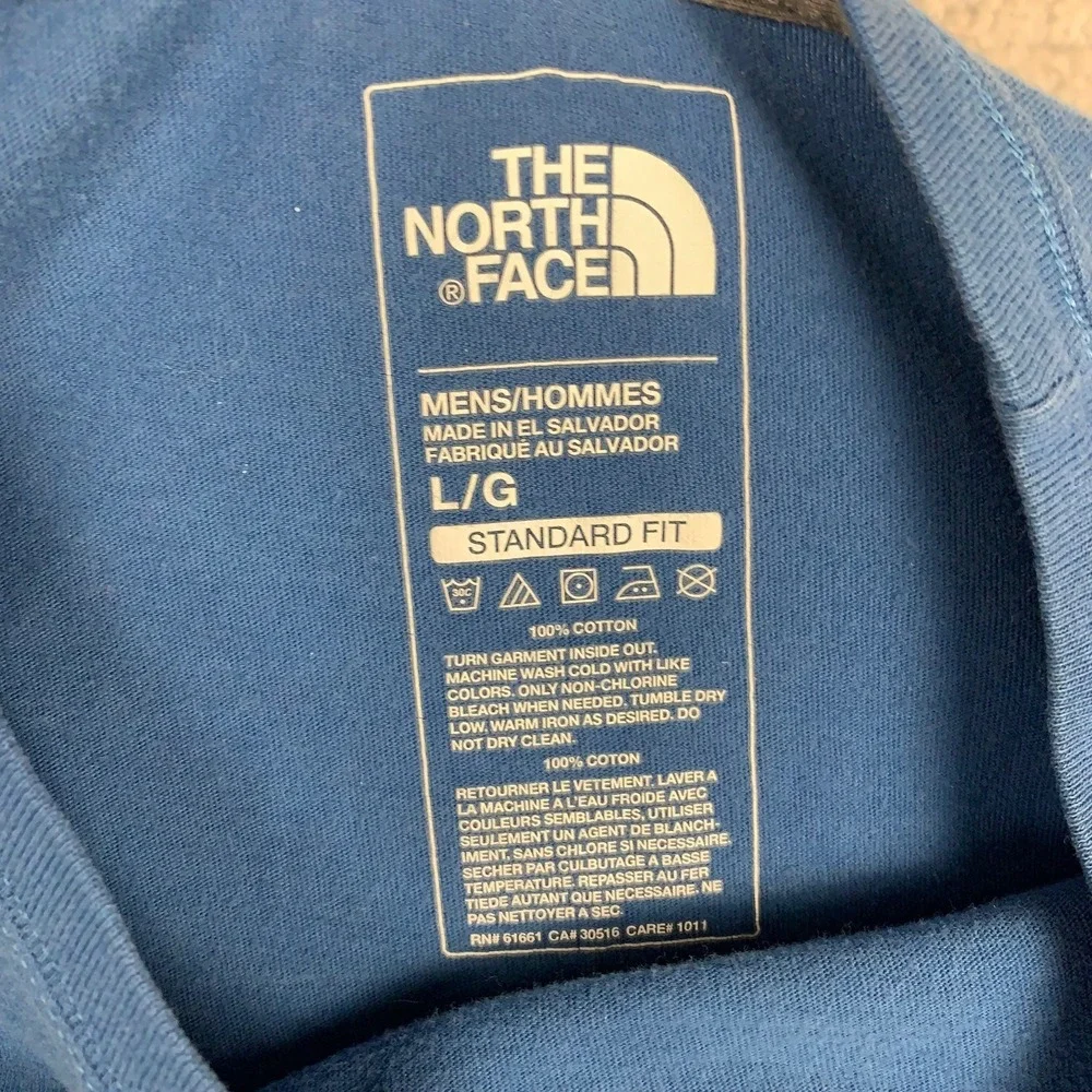 The North‎ Face T-Shirt Mens L Blue Cotton Standard Fit Crew Neck Graphic Logo
